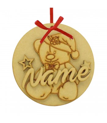 Laser Cut Personalised Christmas 3D Hanging Bauble - Teddy Bear Design